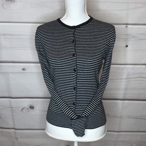 Fate by Stitch Fix Black White Striped Cardigan | Button Up Cotton *Runs Small